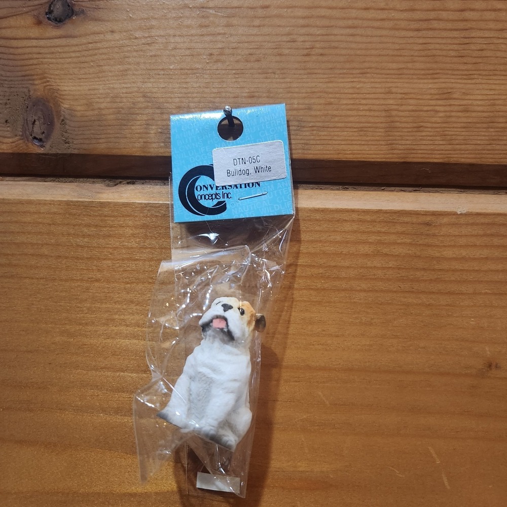 Vintage White Bulldog Mini Dog Figurine Conversation Concepts DTN-05C Dollhouse